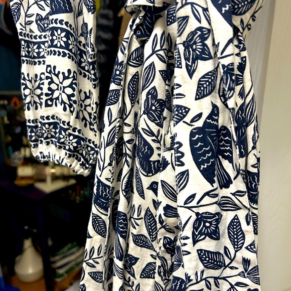 NWT BODEN
Addie Linen Midi Dress - Ivory, Meadow Flight, blue detail. - Picture 6 of 10